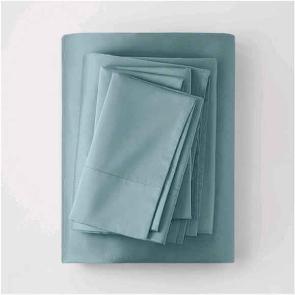 Casaluna Full 500 Thread Count Washed Supima Sateen Solid Sheet Set Light Teal